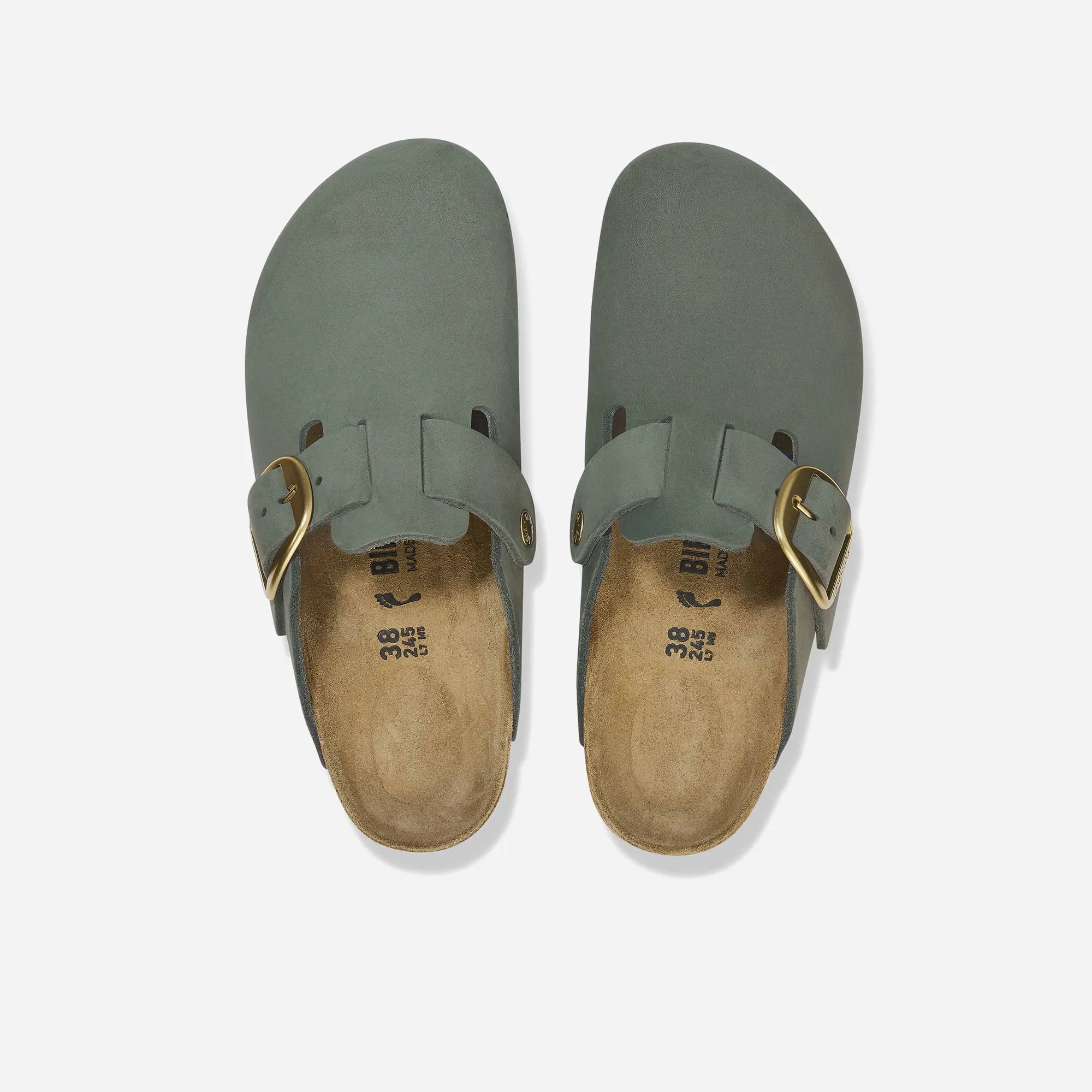 Birkenstock Boston Big Buckle Nubuk Leather Green Green/Thyme