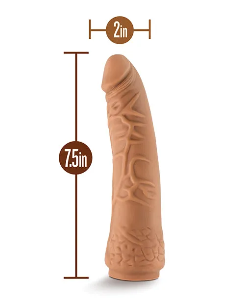 Blush Lock On 7.5" Hexanite Dildo w/ Suction Cup Adapter - Mocha