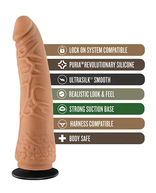 Blush Lock On 7.5" Hexanite Dildo w/ Suction Cup Adapter - Mocha