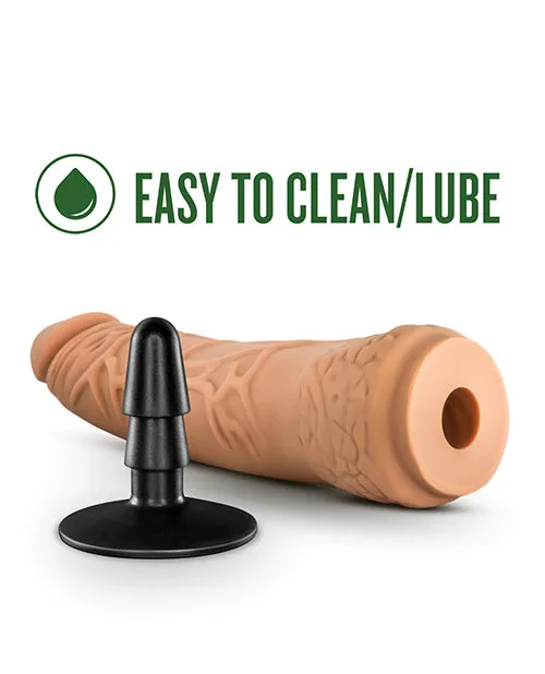 Blush Lock On 7.5" Hexanite Dildo w/ Suction Cup Adapter - Mocha