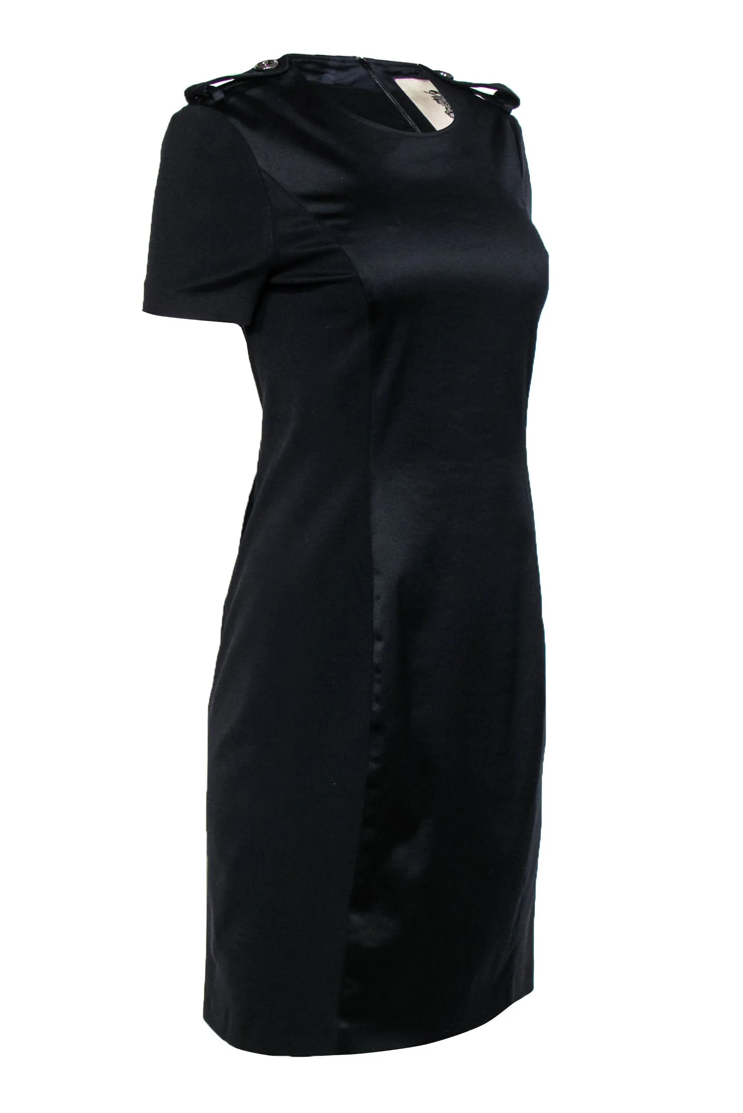 Burberry - Navy & Black Paneled Short Sleeve Sheath Dress Sz 6