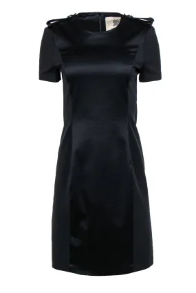Burberry - Navy & Black Paneled Short Sleeve Sheath Dress Sz 6