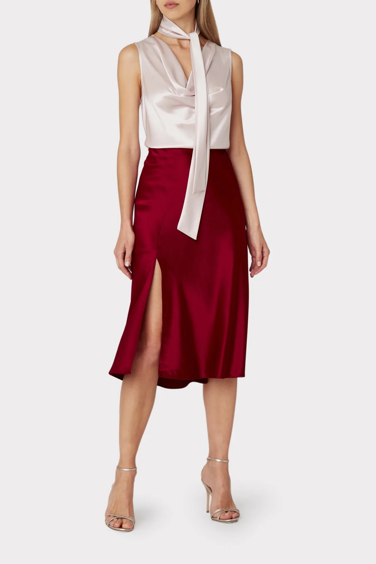 Fion Hammered Satin Bias Skirt