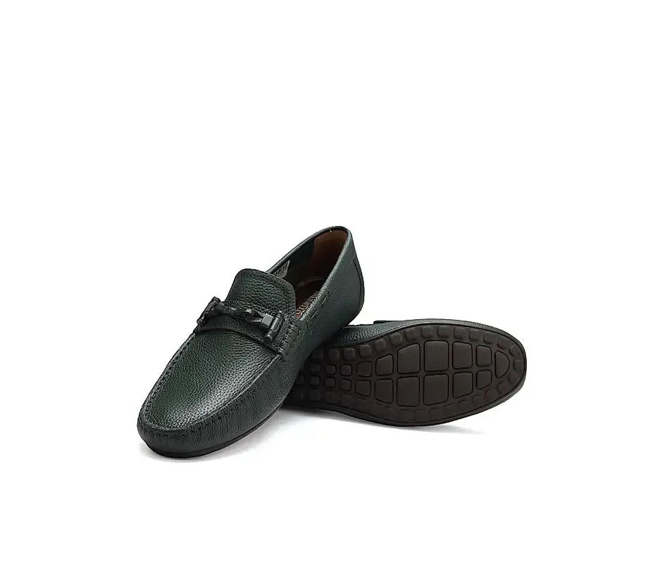 Green Embellished Moccasins