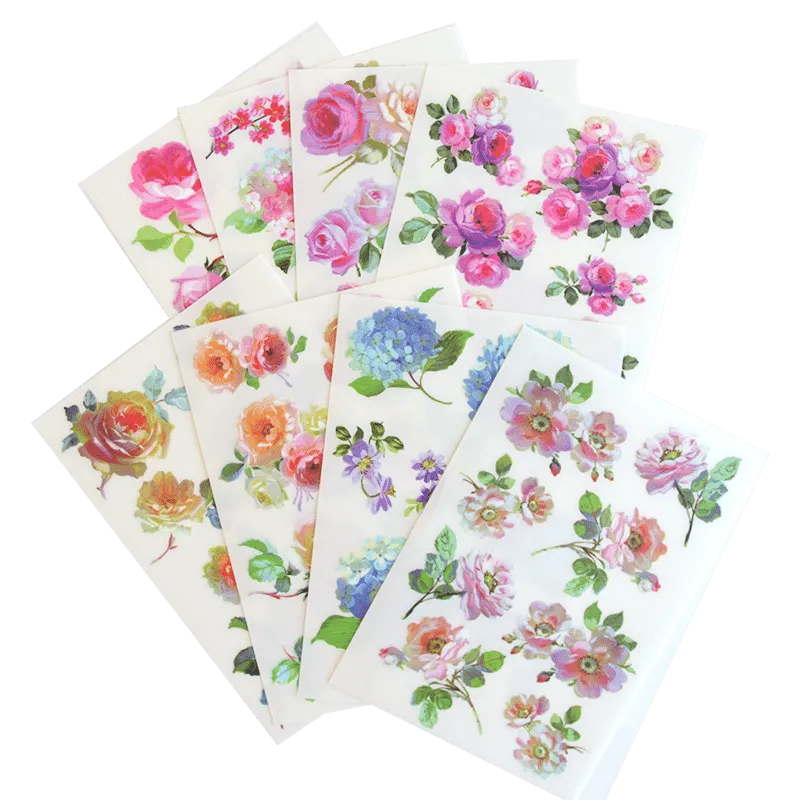 Hydrangea and Rose Rub On Transfers
