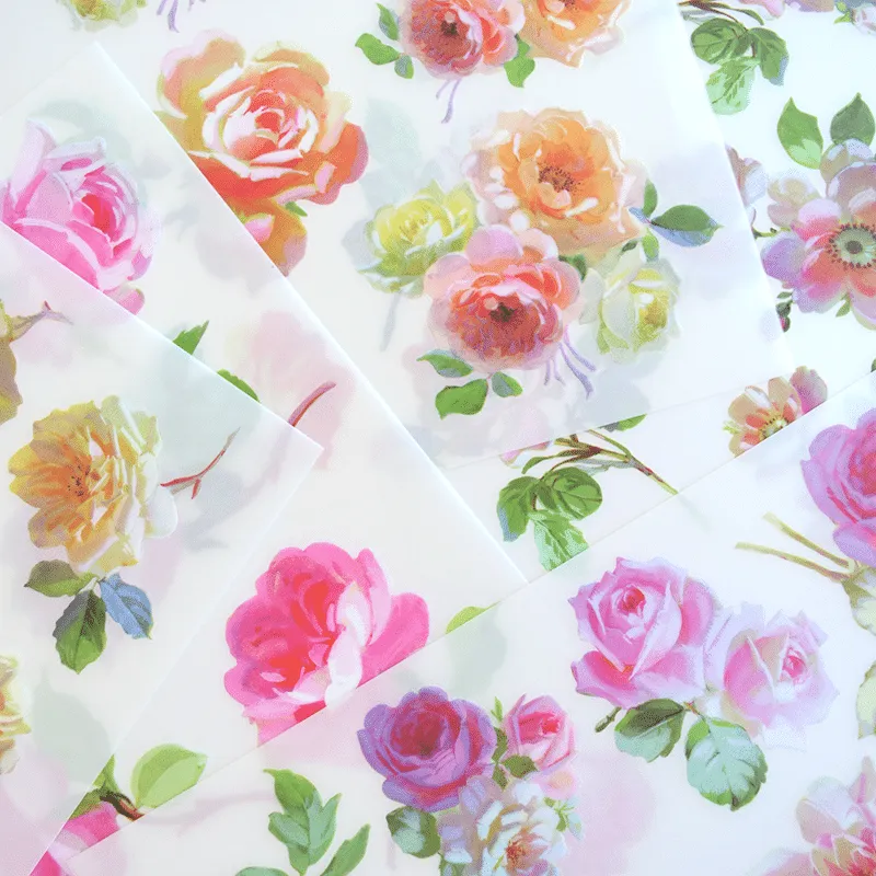 Hydrangea and Rose Rub On Transfers
