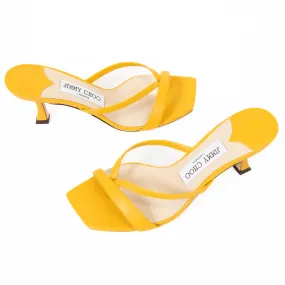 Jimmy Choo Maelie 70 Yellow Leather Sandals Size 5.5