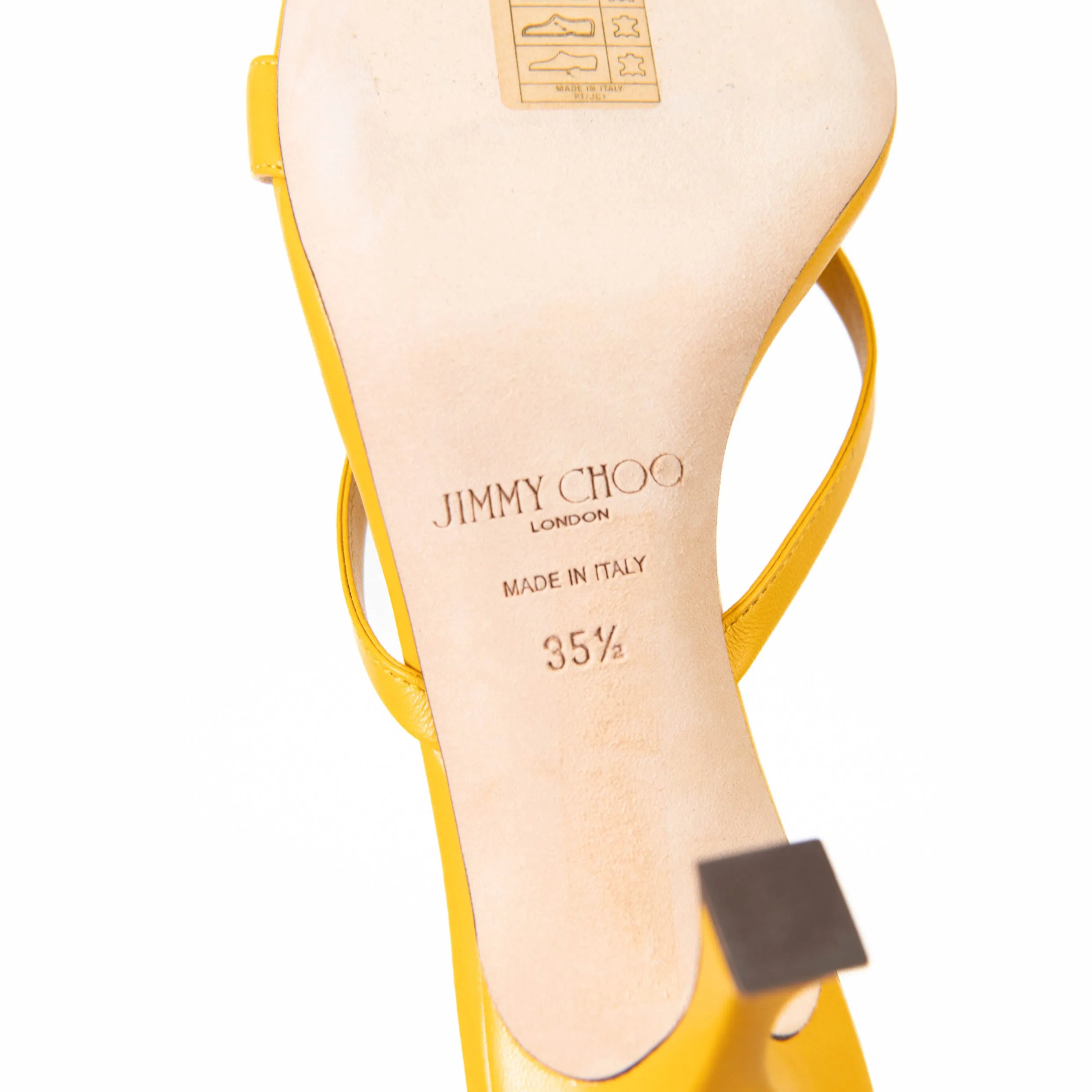Jimmy Choo Maelie 70 Yellow Leather Sandals Size 5.5