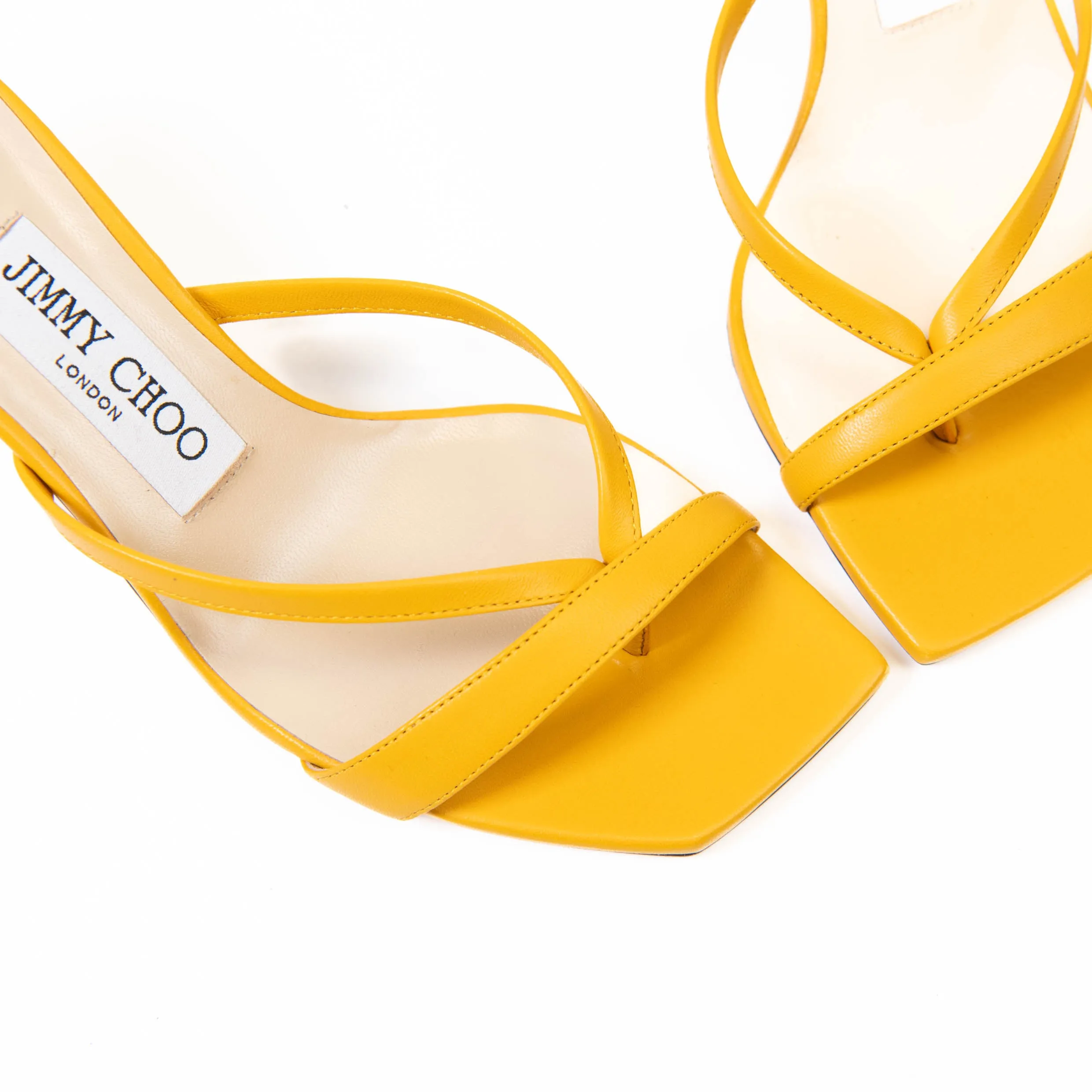 Jimmy Choo Maelie 70 Yellow Leather Sandals Size 5.5