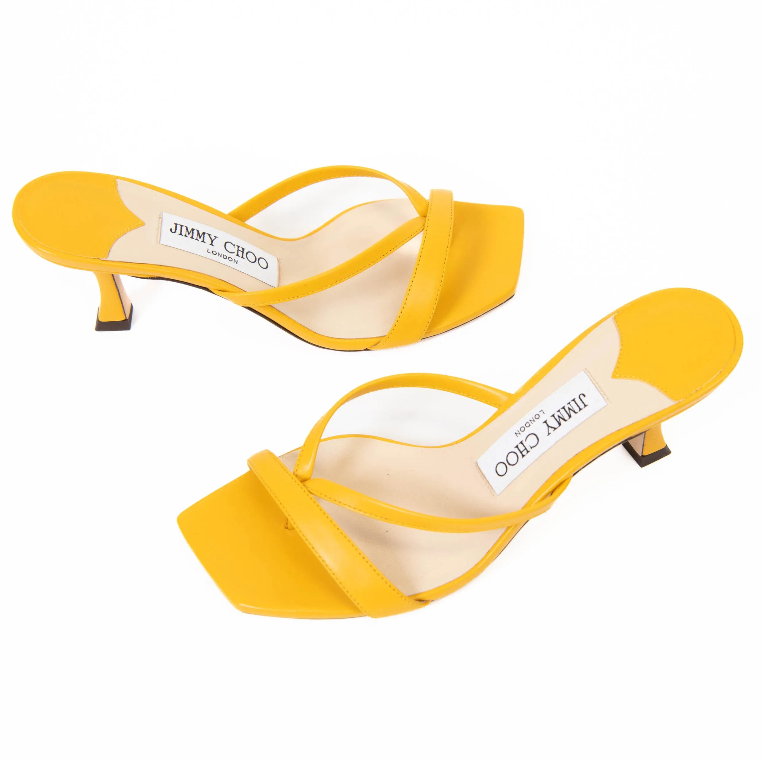 Jimmy Choo Maelie 70 Yellow Leather Sandals Size 5.5