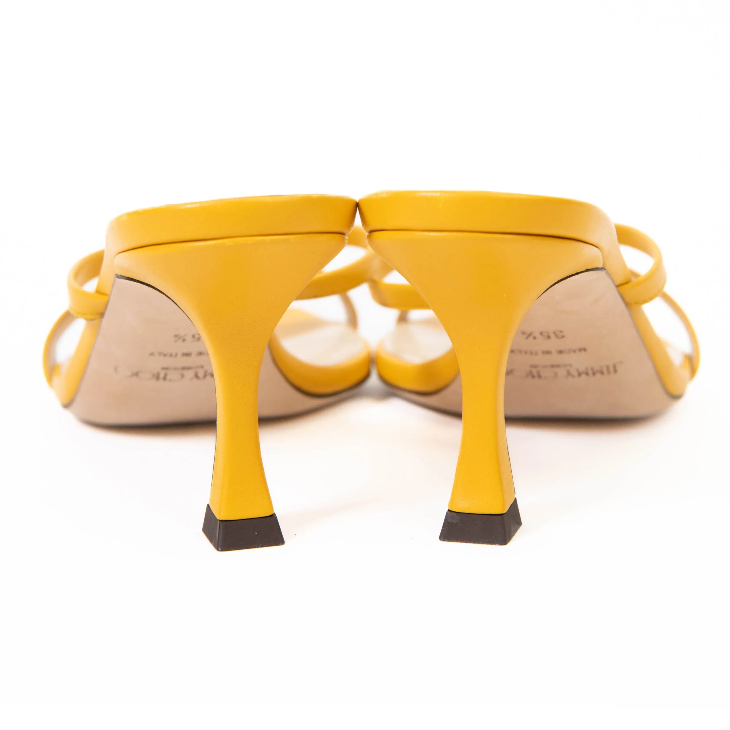 Jimmy Choo Maelie 70 Yellow Leather Sandals Size 5.5