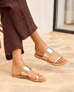 Leather Two Bands Sandals - P62Y0 - Canyon Platinum