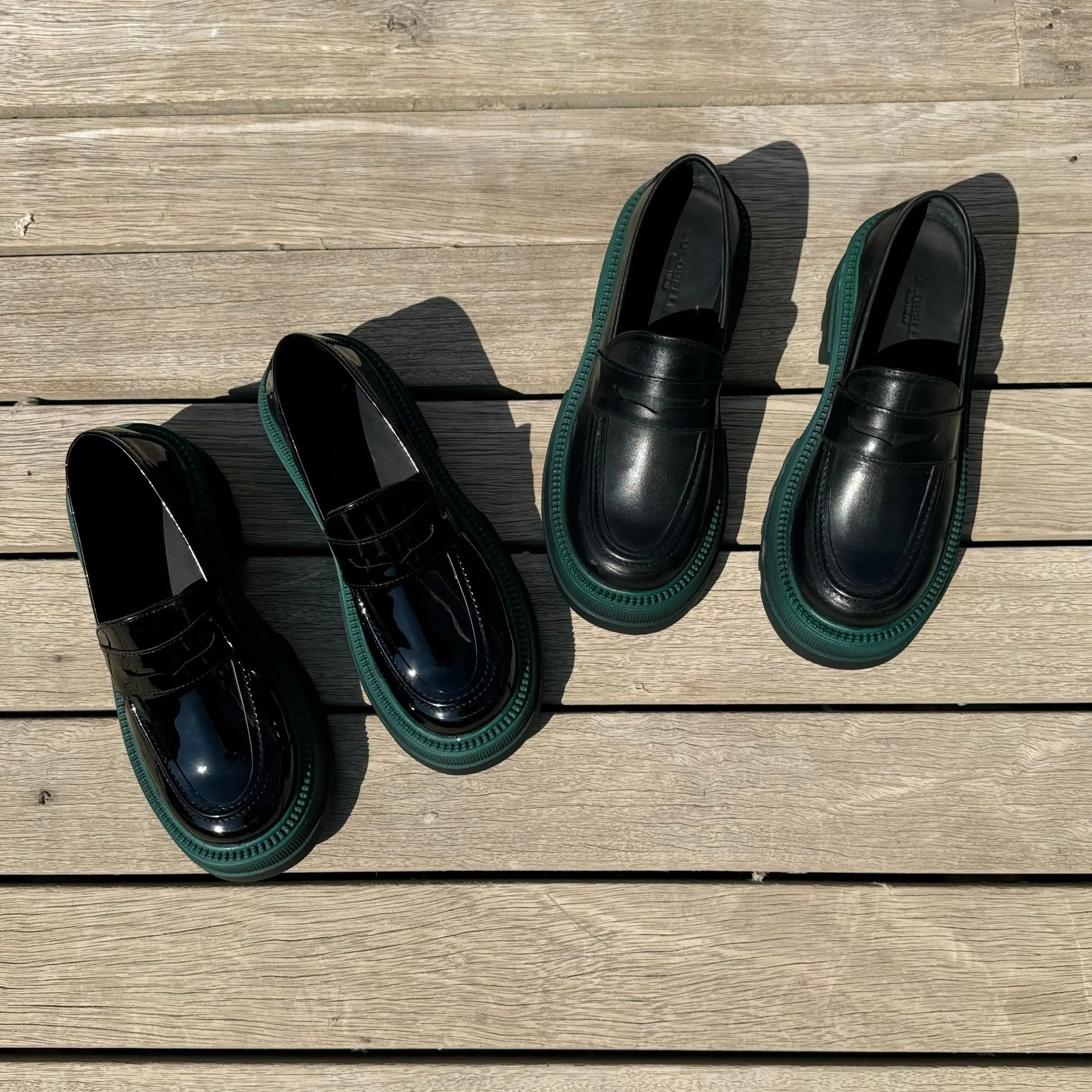 Marcy Platform Loafers in Black Vernis