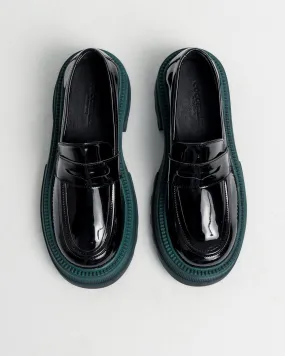 Marcy Platform Loafers in Black Vernis
