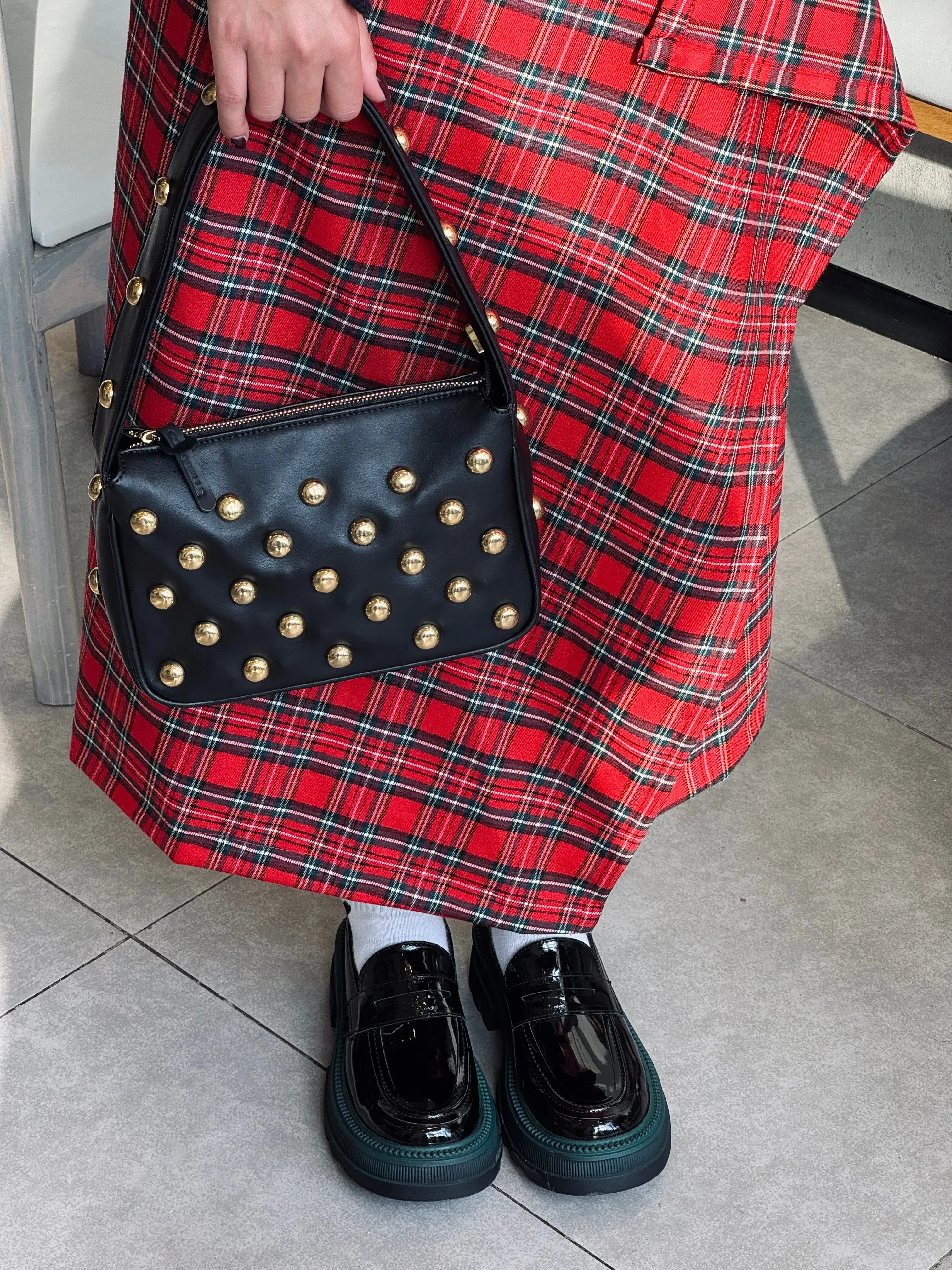 Marcy Platform Loafers in Black Vernis