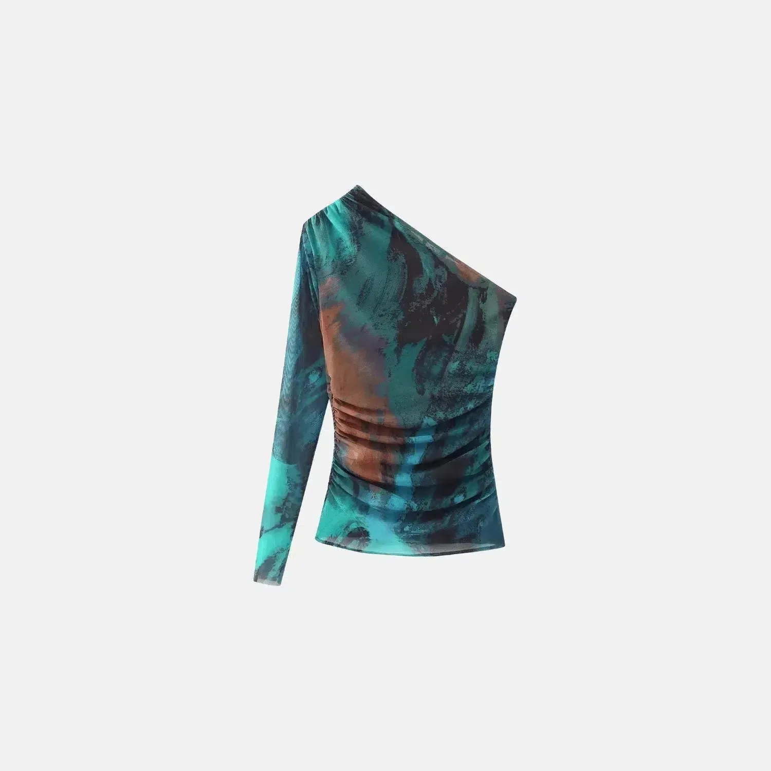 Méditerranée Éclat Set – Abstract print – One-shoulder midi skirt