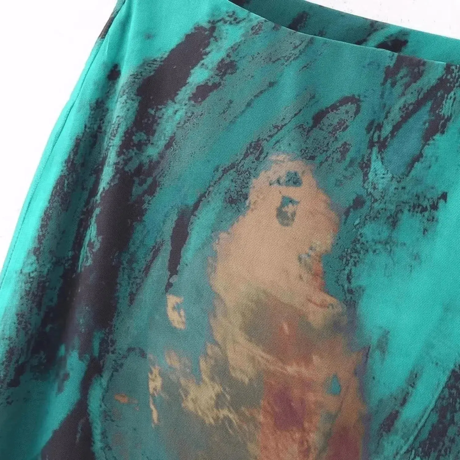 Méditerranée Éclat Set – Abstract print – One-shoulder midi skirt