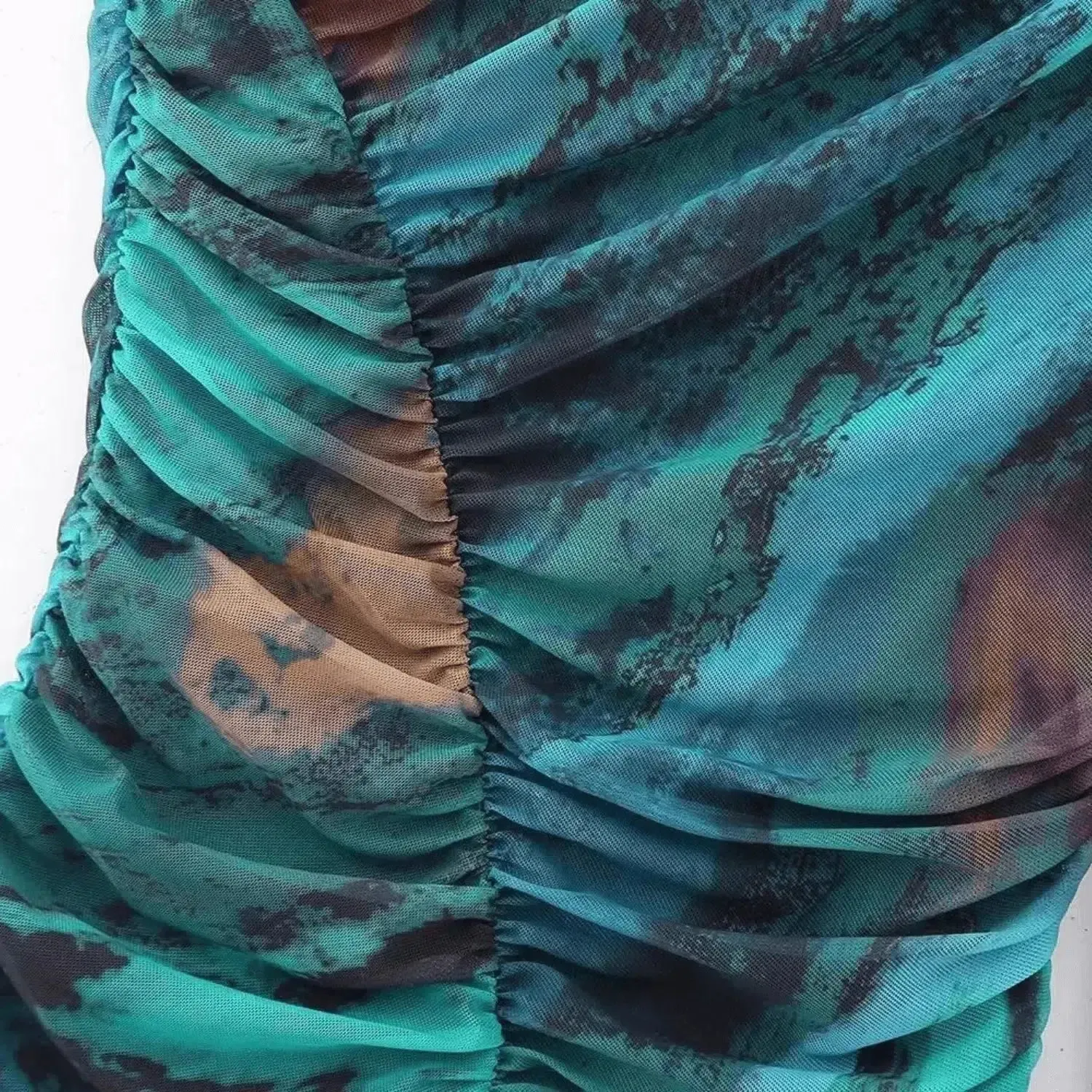 Méditerranée Éclat Set – Abstract print – One-shoulder midi skirt