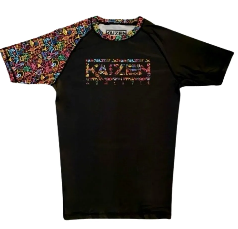 Neon Nights Men's Short Sleeve Rash Guard by Kaizen Athletic