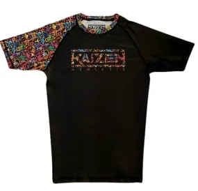 Neon Nights Men's Short Sleeve Rash Guard by Kaizen Athletic