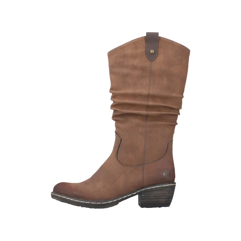 Rieker 93775-25 Ladies Zip Boot Brown