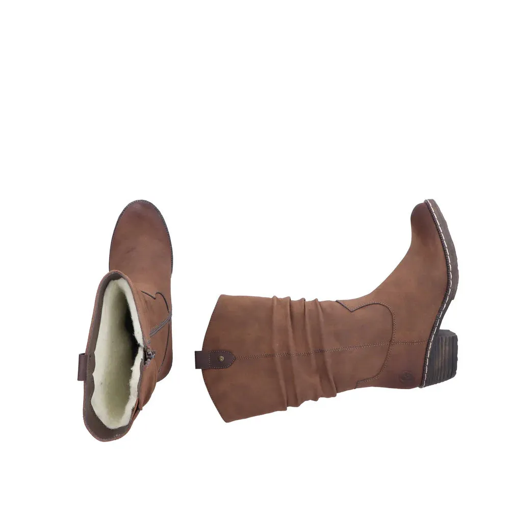 Rieker 93775-25 Ladies Zip Boot Brown