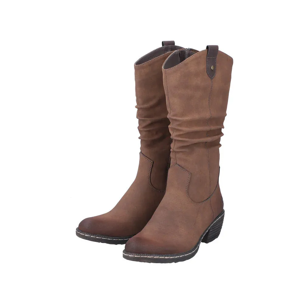 Rieker 93775-25 Ladies Zip Boot Brown