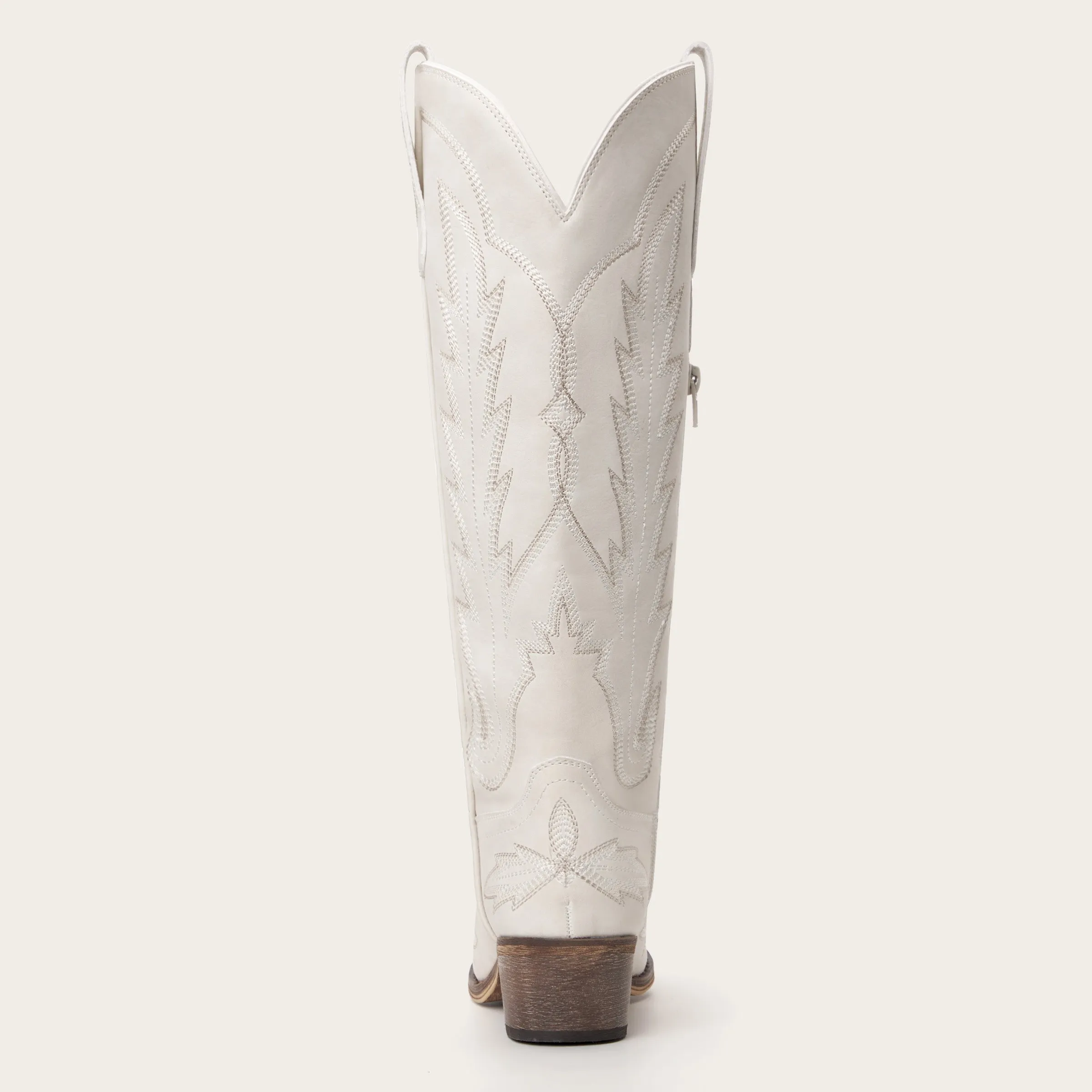 Rosemary - Cream Embroidered Cowgirl Boots with Intricate Stitching