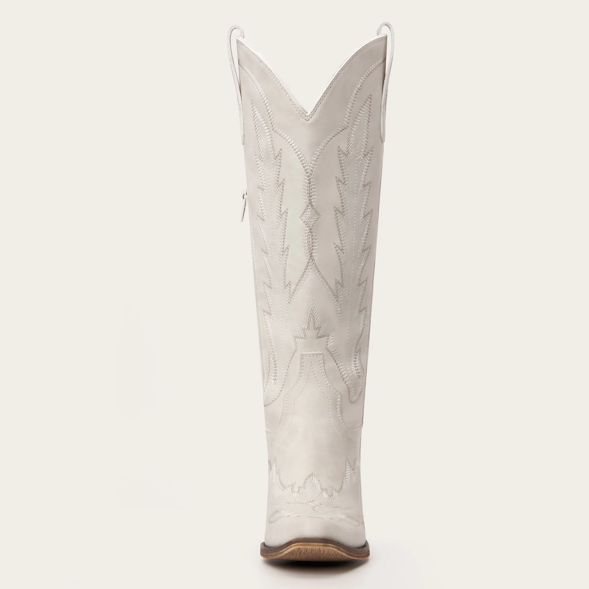 Rosemary - Cream Embroidered Cowgirl Boots with Intricate Stitching