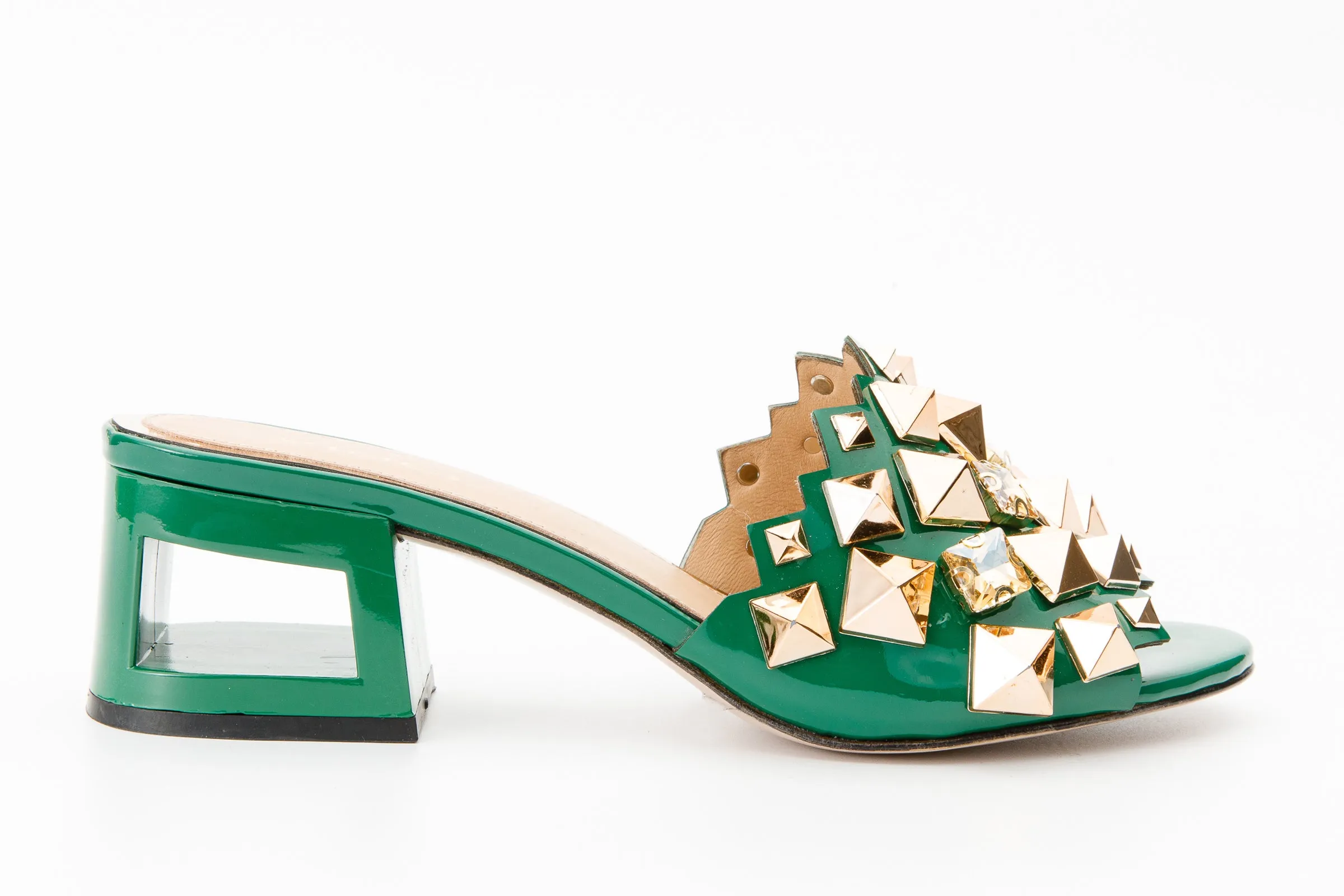 The Balat Green Leather Women Sandal