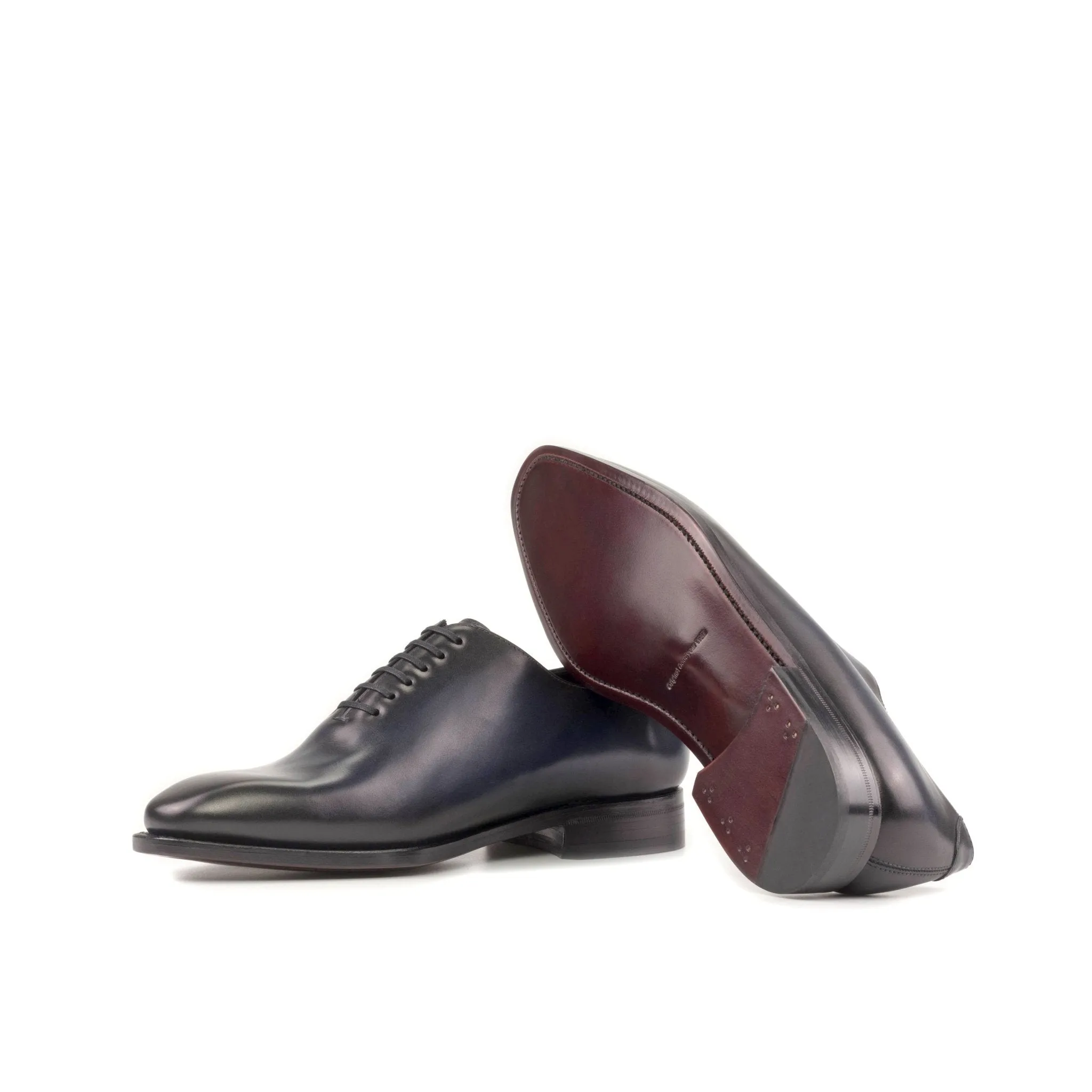 Whole Cut Oxford in Burnished Navy Blue Box Calf