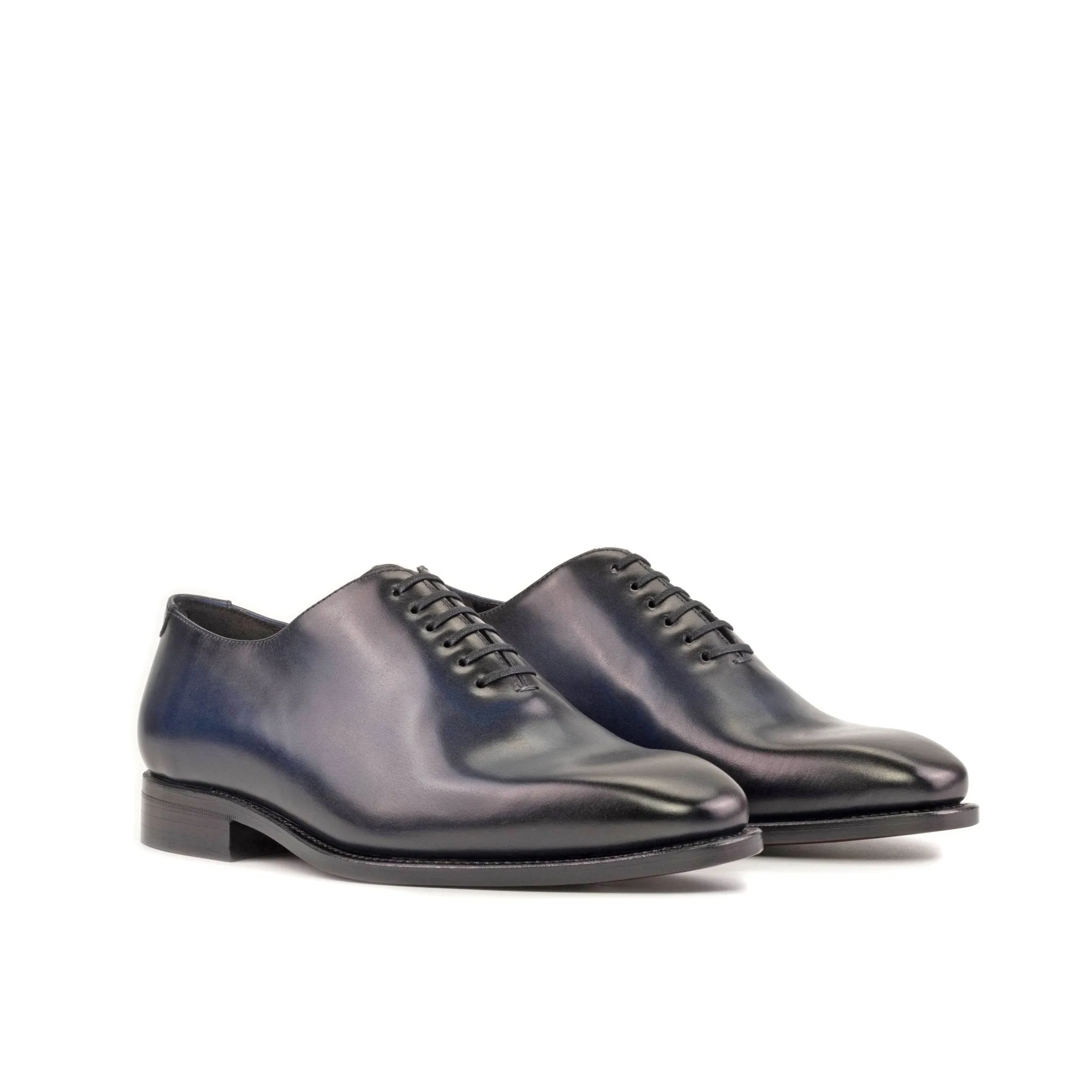 Whole Cut Oxford in Burnished Navy Blue Box Calf