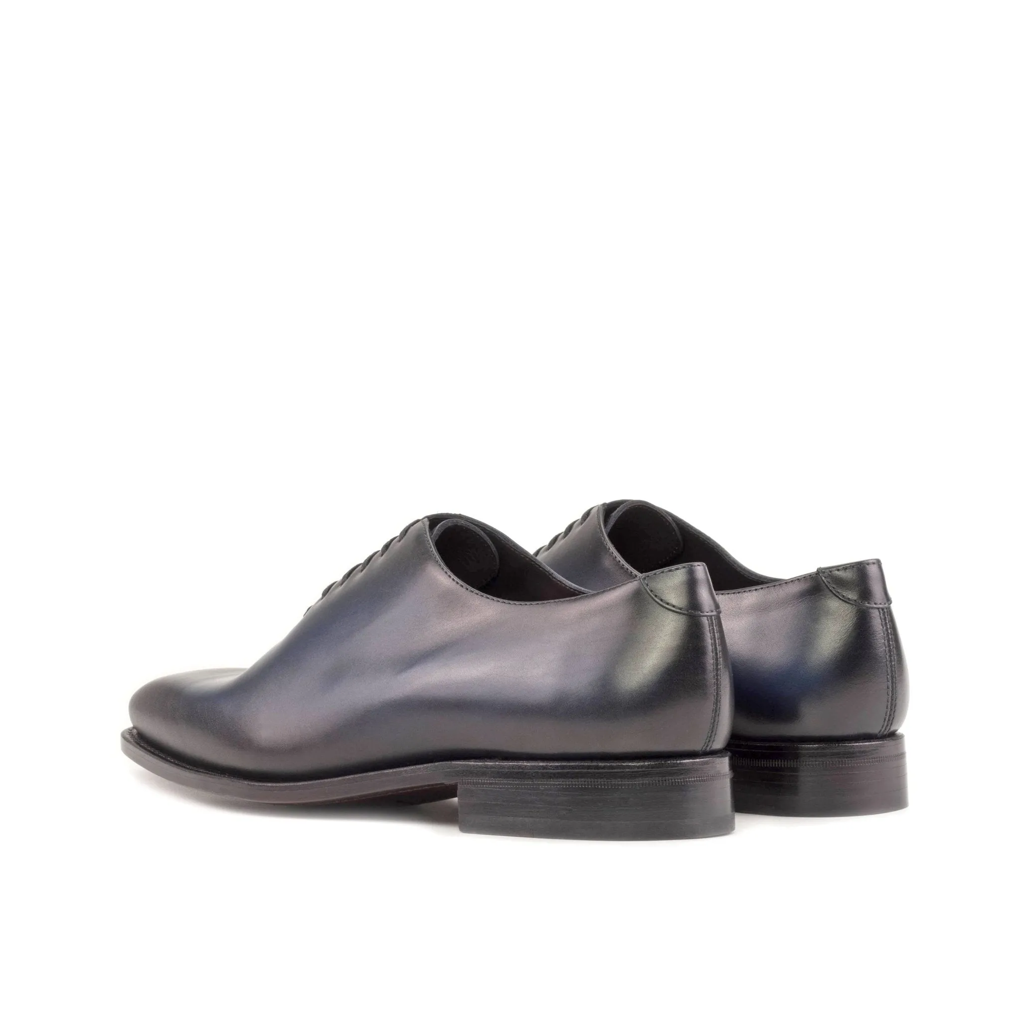 Whole Cut Oxford in Burnished Navy Blue Box Calf