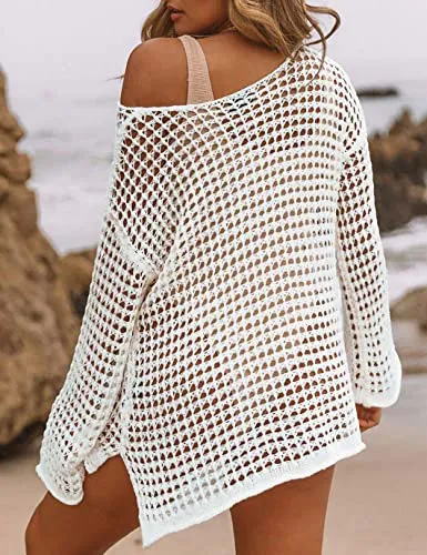 Women's Sexy Off-Shoulder Crochet Bikini Cover Up