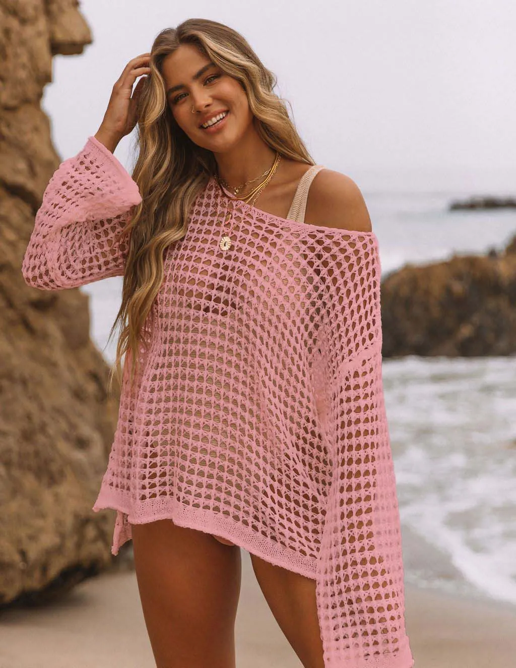 Women's Sexy Off-Shoulder Crochet Bikini Cover Up