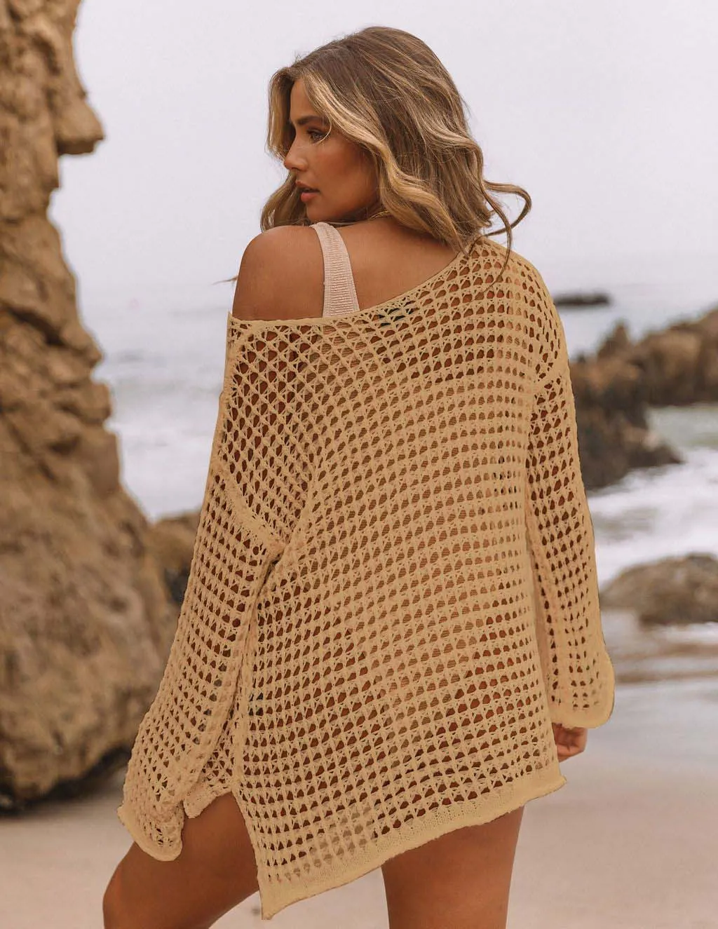 Women's Sexy Off-Shoulder Crochet Bikini Cover Up