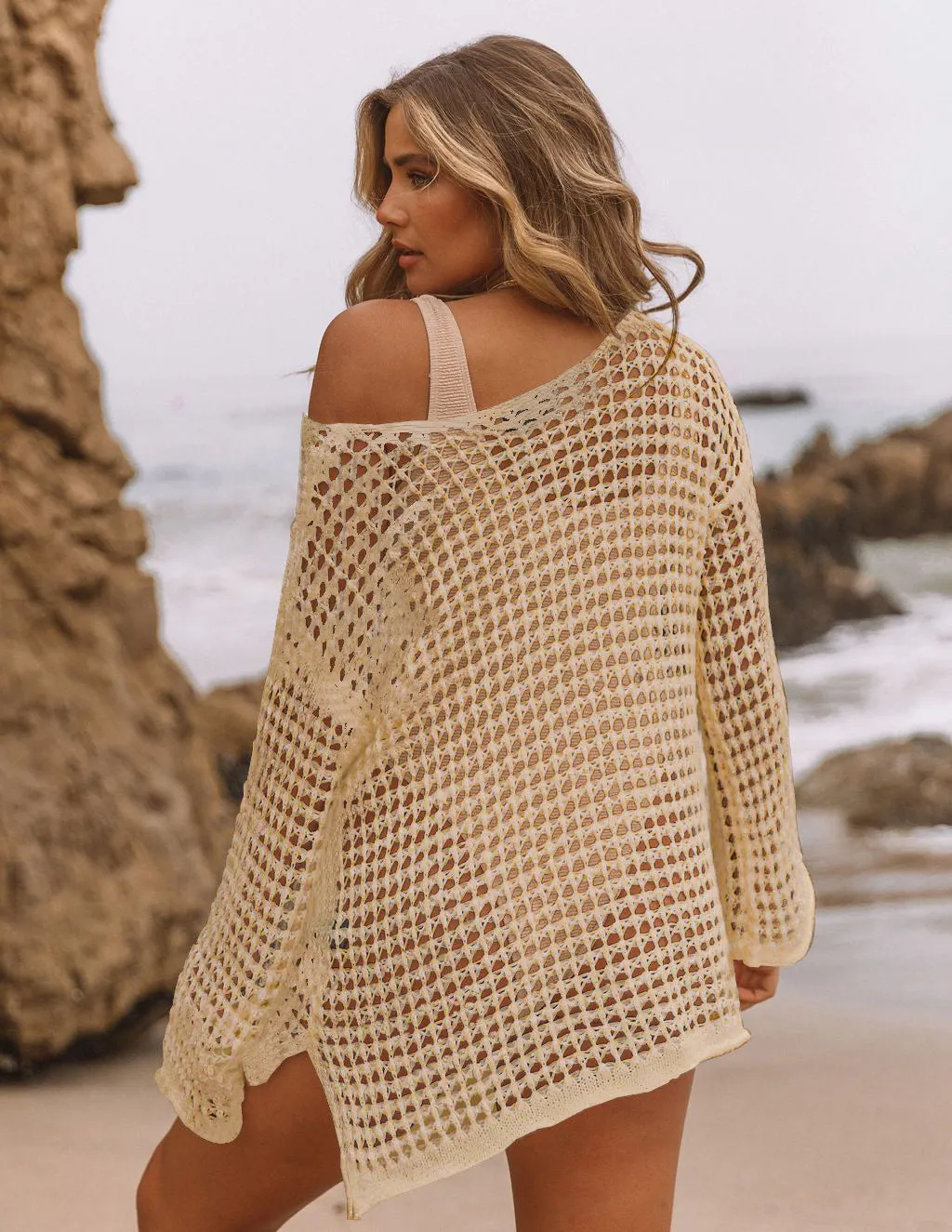 Women's Sexy Off-Shoulder Crochet Bikini Cover Up