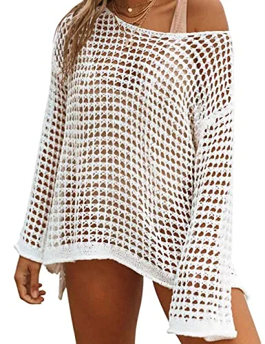 Women's Sexy Off-Shoulder Crochet Bikini Cover Up