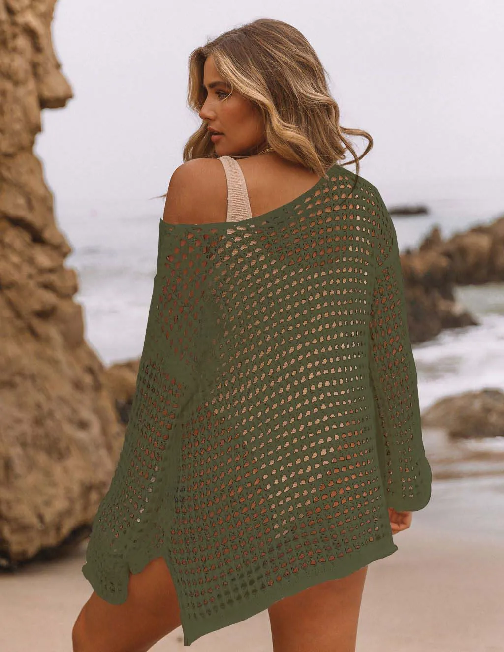 Women's Sexy Off-Shoulder Crochet Bikini Cover Up
